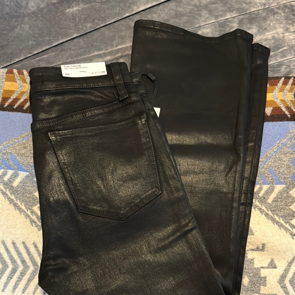Joe’s Callie Black Coated High Rise cropped boot